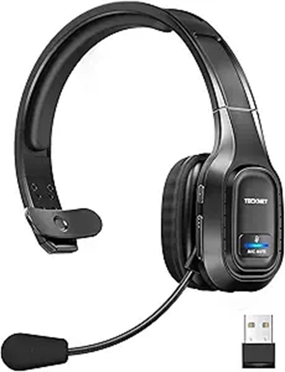 TECKNET Bluetooth Trucker Headset with AI Noise Canceling