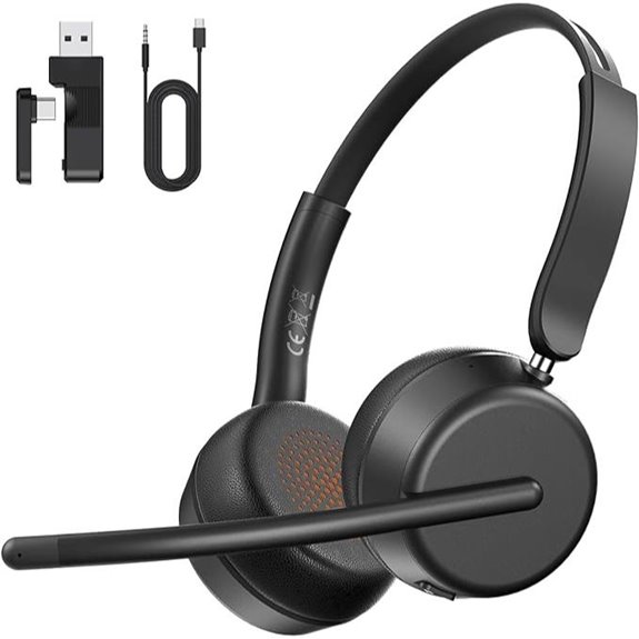 SEJJ Wireless Headset with AI Noise-Canceling Mic