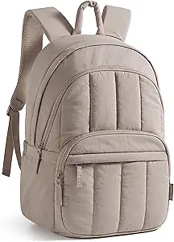 BAGSMAT Women's Quilted Laptop Backpack (Puffer Camel)