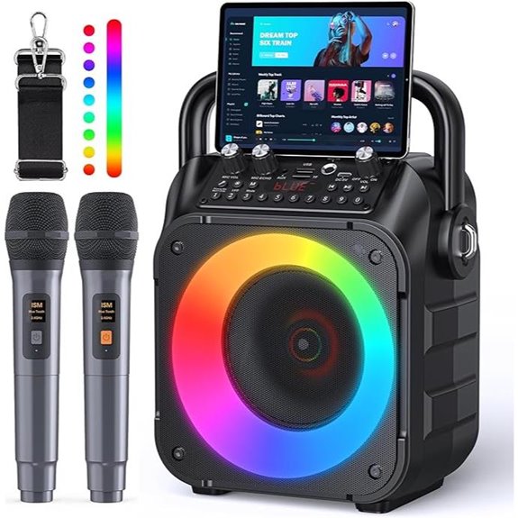 Karaoke Machine with Bluetooth Speaker & 2 Wireless Mics