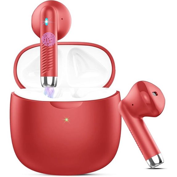 Wireless Earbuds Bluetooth 5.4 Noise Cancelling Red