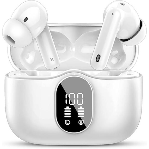 Wireless Earbuds Bluetooth 5.4 Noise Cancelling White