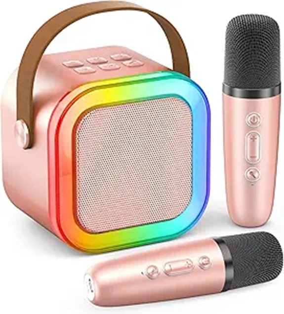 Mini Karaoke Machine with 2 Wireless Microphones