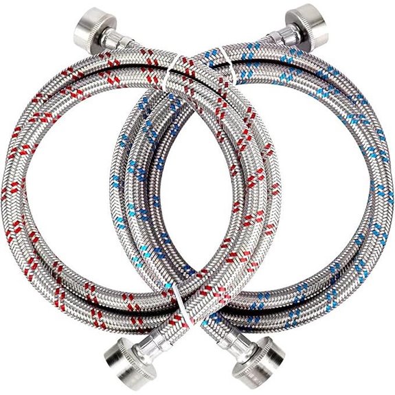 Techecook 4ft Stainless Steel Washer Hoses (2-Pack)