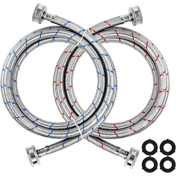 Techecook Stainless Steel Washing Machine Hoses (2-Pack)