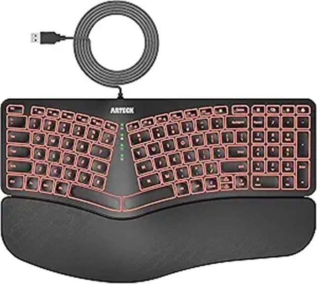 Arteck Ergonomic USB Wired Keyboard