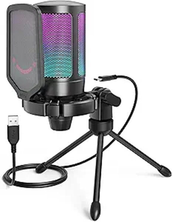 FIFINE Gaming USB Microphone with RGB Stand