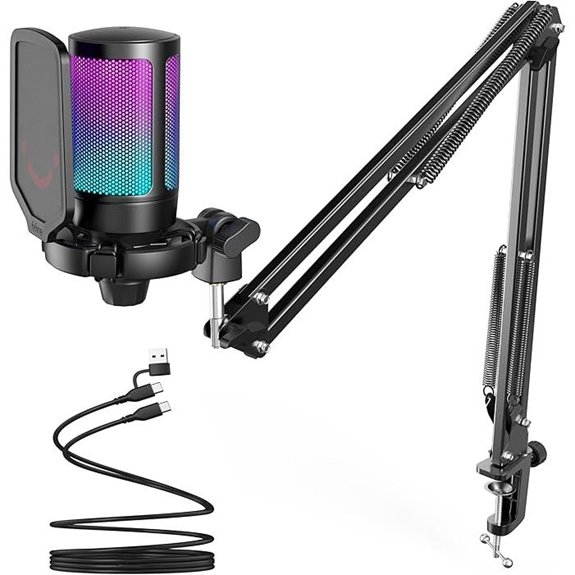 FIFINE Gaming USB Mic with Boom Arm