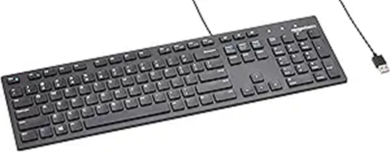 Amazon Basics Wired QWERTY Keyboard Full-Sized Black