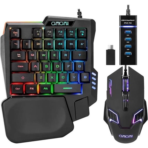 One-Handed Keyboard Mouse Gaming Combo