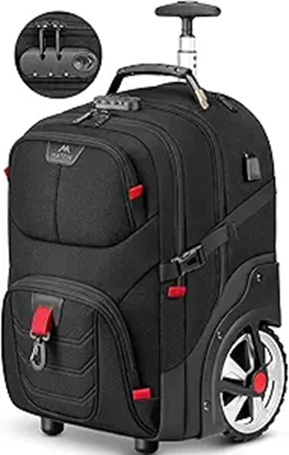 MATEIN 17 Laptop Roller Backpack with USB Charging