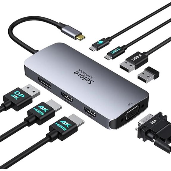 Selore USB-C Docking Station 3-Monitor Hub