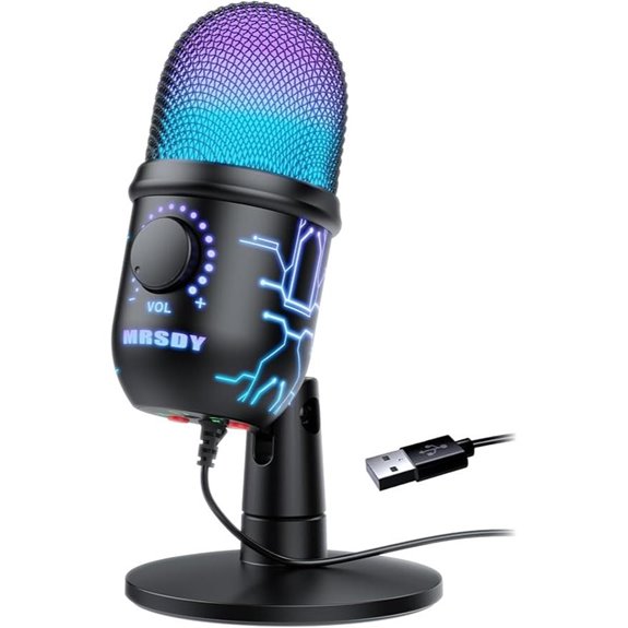 MRSDY Gaming USB Microphone with LED & Noise Cancellation
