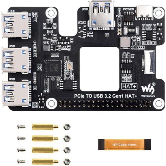 Waveshare PCIe to USB 3.2 HAT for Pi 5