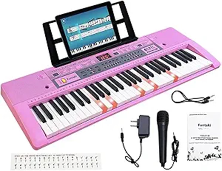 61-Key Electronic Keyboard Piano (Pink)