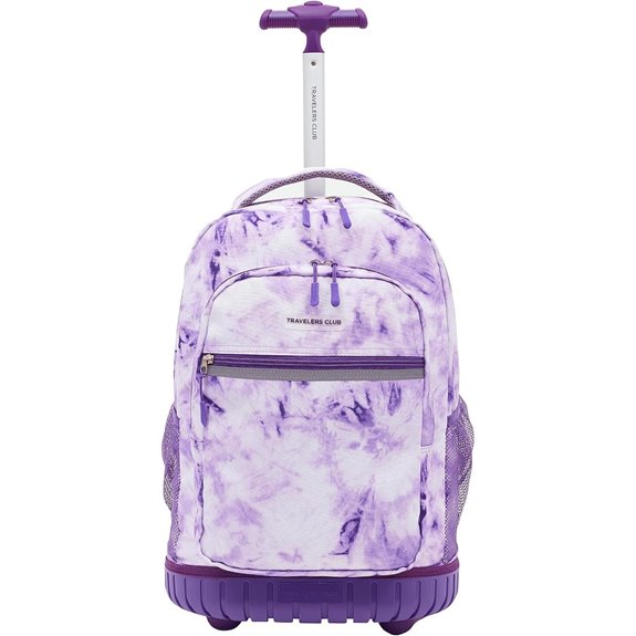 Travelers Club 18 Rolling Backpack with Shoulder Straps Purple Tye
