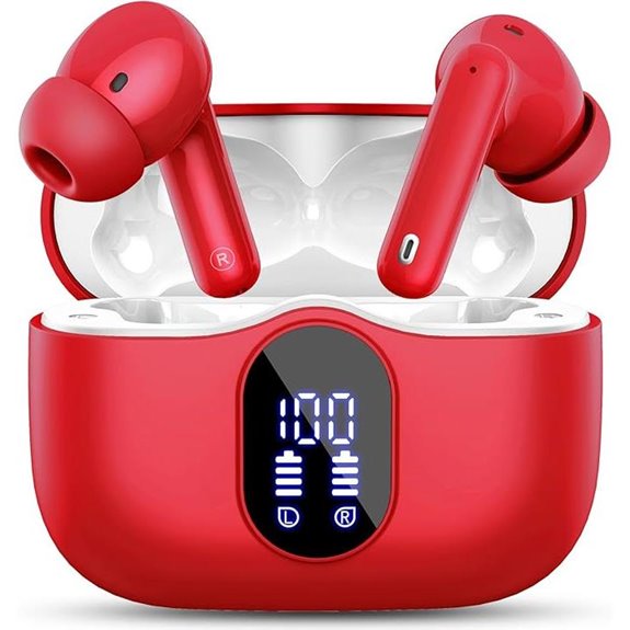 Wireless Earbuds with Noise Cancelling Mic Red