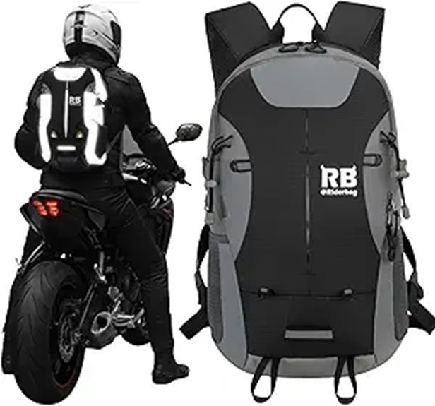 Reflective Motorcycle Backpack with Helmet Holder