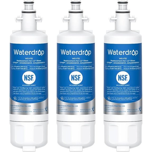 Waterdrop Replacement LG LT700P Refrigerator Water Filter (3-Pack)