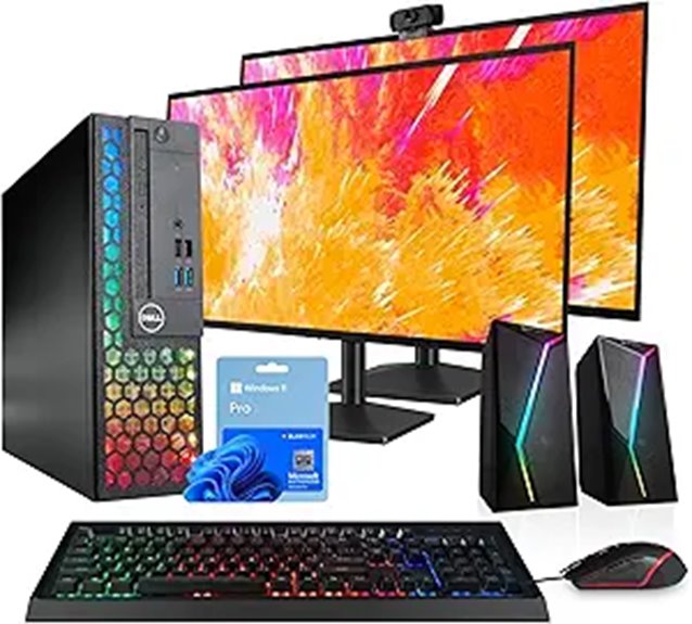 Dell Optiplex PC with RGB & Dual Monitors