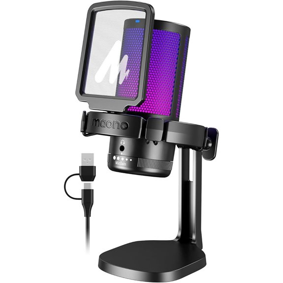 MAONO USB Gaming Microphone with RGB Lights