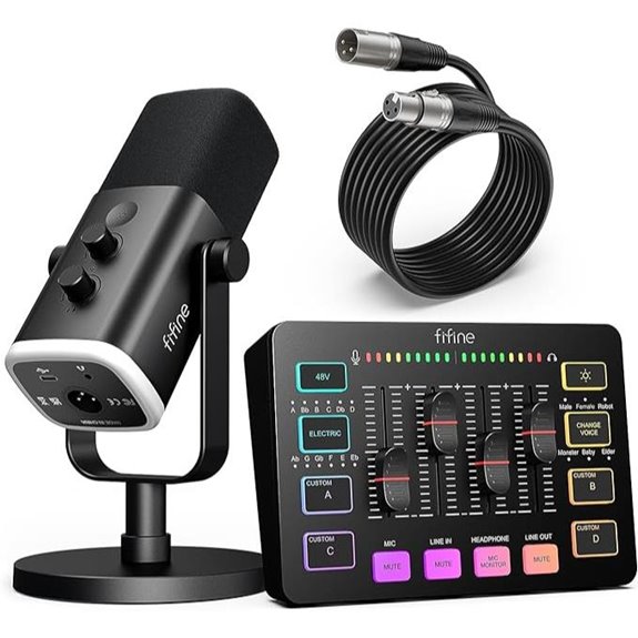 FIFINE Gaming Mic Bundle with RGB Mixer