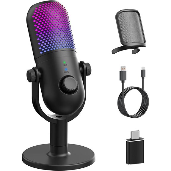 USB Microphone for PC Gaming with RGB