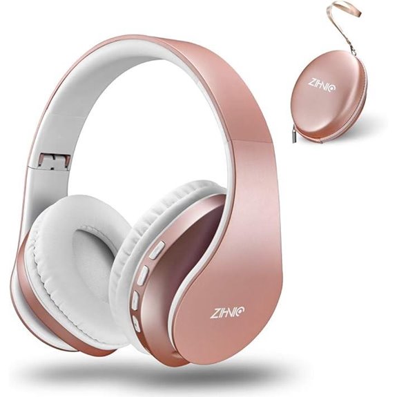 ZIHNIC Bluetooth Over-Ear Headphones (Rose Gold)
