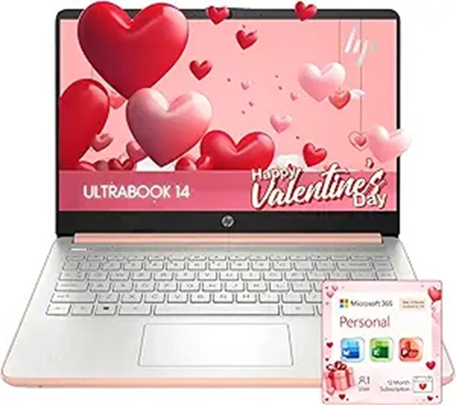 HP Rose Gold Ultrabook Laptop Windows 11