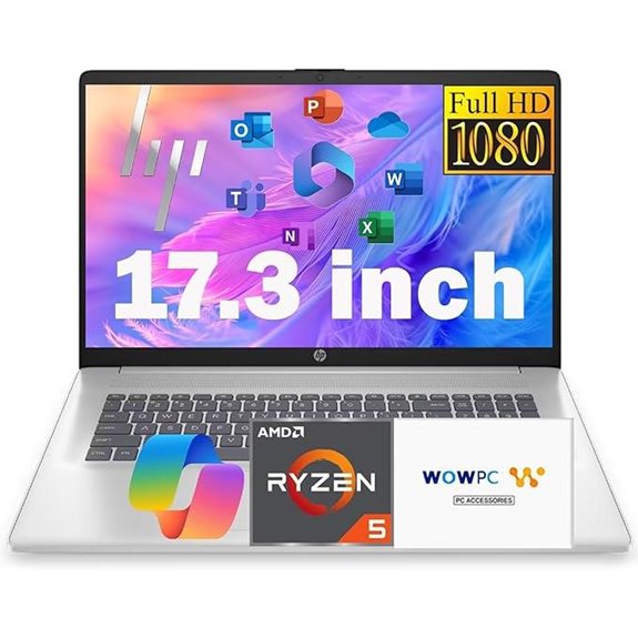 HP 17.3 FHD Laptop Ryzen 5 7430U 8GB RAM
