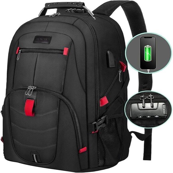 LOVEVOOK Large Waterproof Laptop Backpack Black