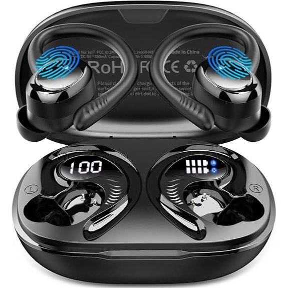 Hupoaf Wireless Earbuds Sport with Earhooks (Black)