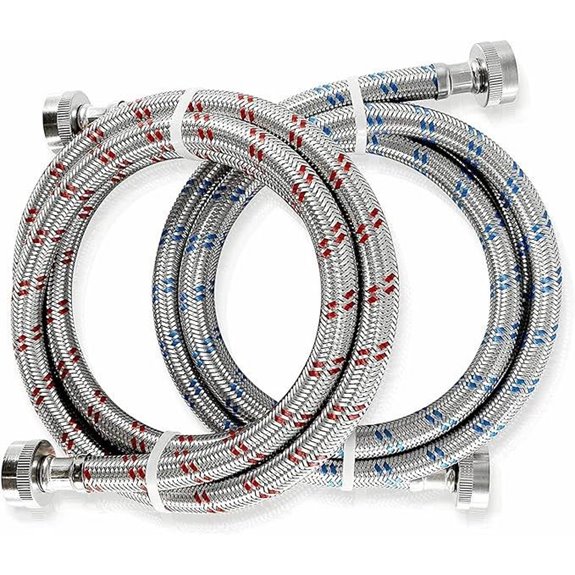 K&J 6ft Stainless Steel Washing Machine Hoses (2-Pack)