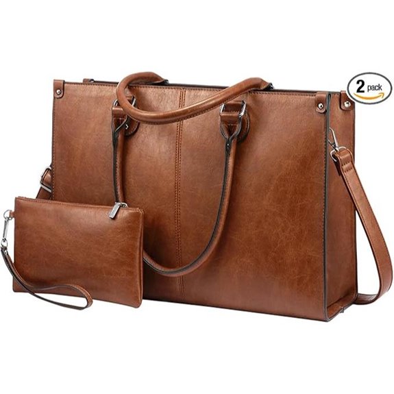 LOVEVOOK 15.6 Leather Laptop Tote Bag