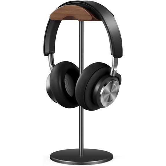 Walnut Wood & Aluminum Headphone Stand (Black)