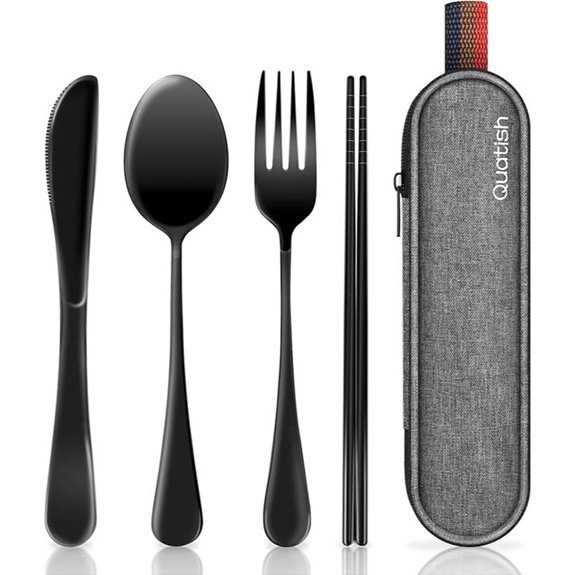 Quatish Travel Utensils with Case (Black)