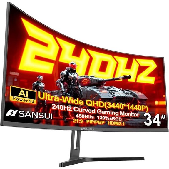 SANSUI 34 240Hz Ultrawide Curved Gaming Monitor