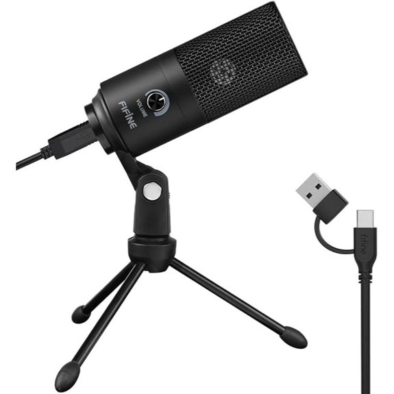 FIFINE USB Condenser Microphone for Recording & Streaming