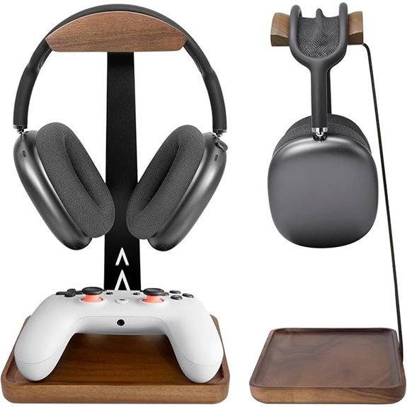GEVO Walnut Headphone Stand for Desk