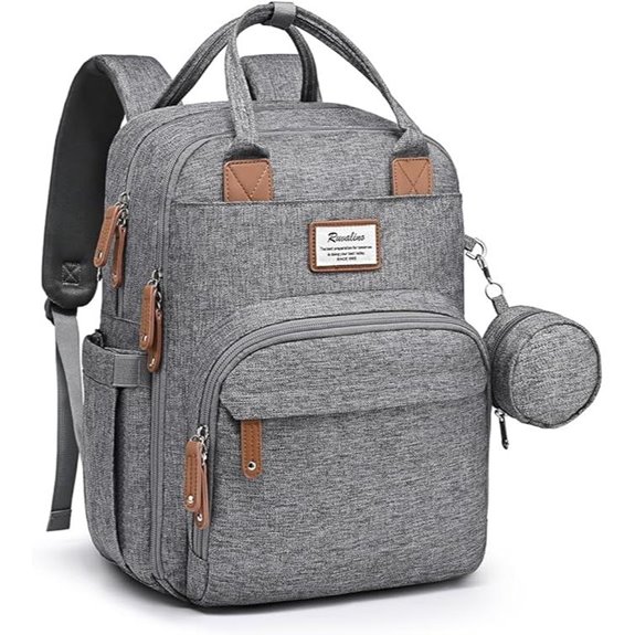 RUVALINO Diaper Bag Backpack (Waterproof Gray)