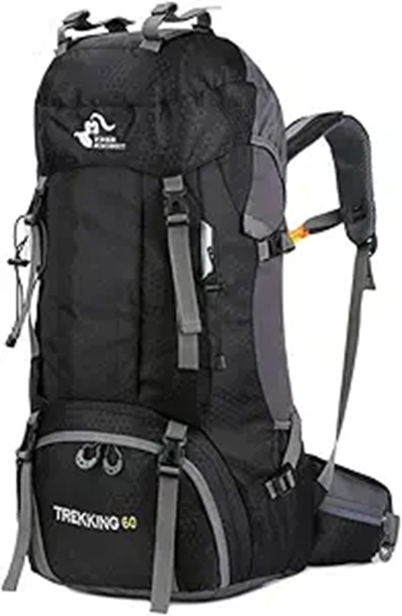 Bseash 60L Waterproof Hiking Backpack with Rain Cover