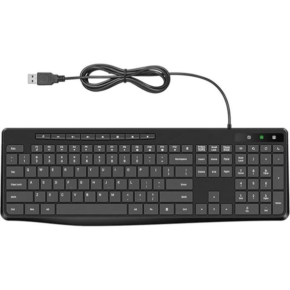 Wired Quiet USB Keyboard with Number Pad