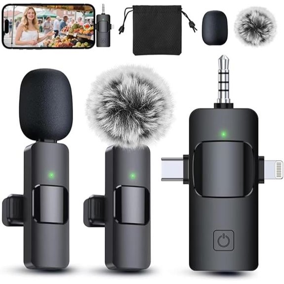 PQRQP 3-in-1 Wireless Lavalier Microphone