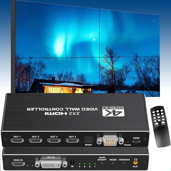 2x2 4K Video Wall Controller HDMI DVI