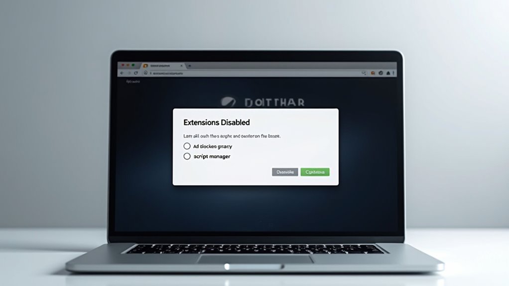 disable extensions to troubleshoot