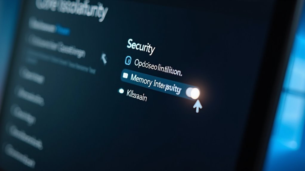 disable memory integrity feature