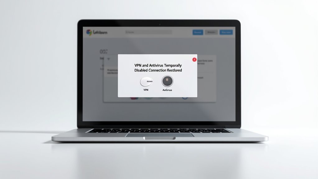 disable vpn and antivirus