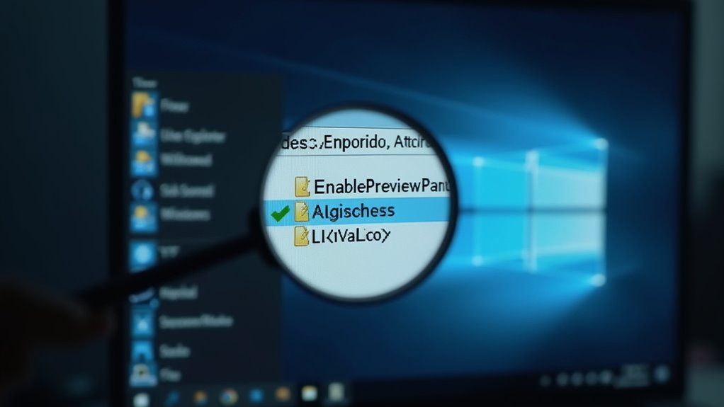 enable preview pane registry