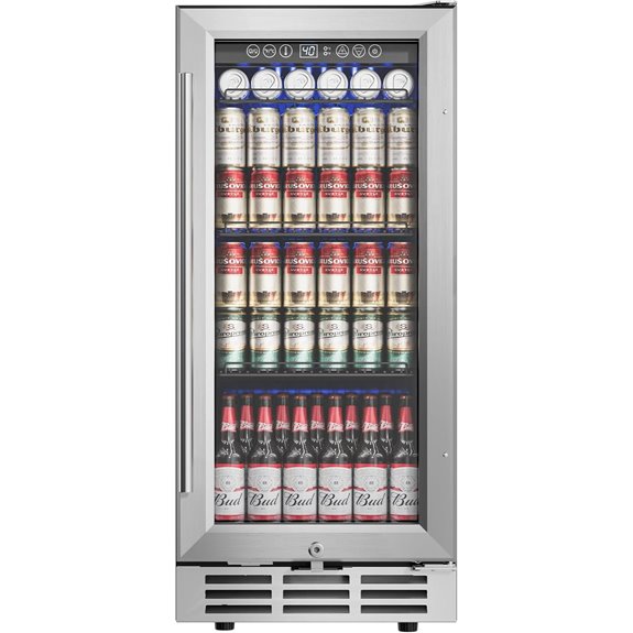 15 Beverage Refrigerator Cooler with LED Light