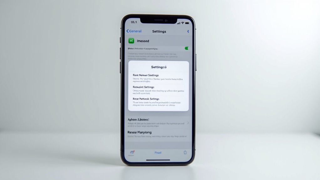 reset network settings imessage